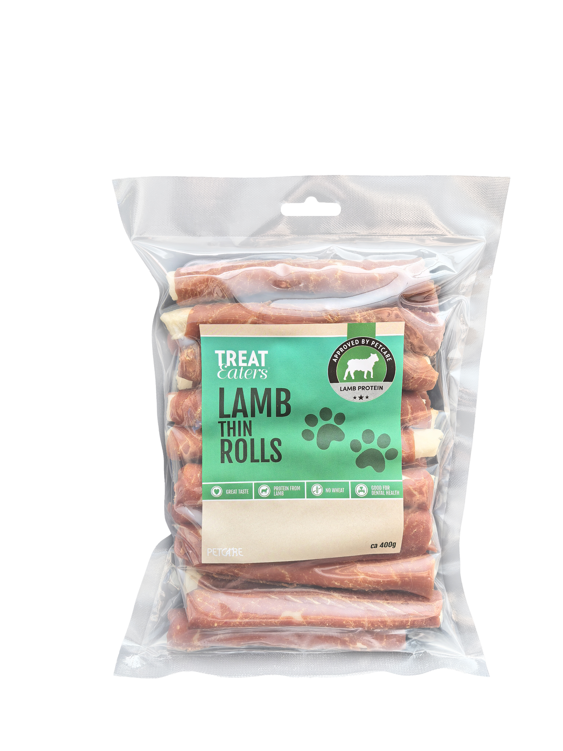 21882_TE_Lamb Thin Rolls_Front_transparant Treateaters Lamb Rolls 12,5cm 400g - Bild 1